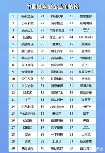 中国哪些公司是独角兽公司？（独角兽企业什么意思）-第2张图片-王尘宇