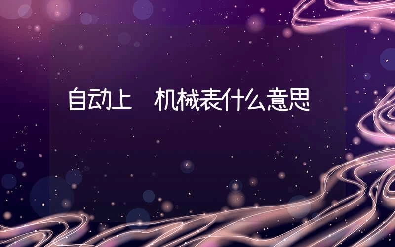 自动上链机械表什么意思-第1张图片-王尘宇